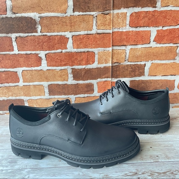 TIMBERLAND MEN'S PORT UNION OXFORD WP BLACK FULL GRAIN BOOTS - Picture 4 of 6